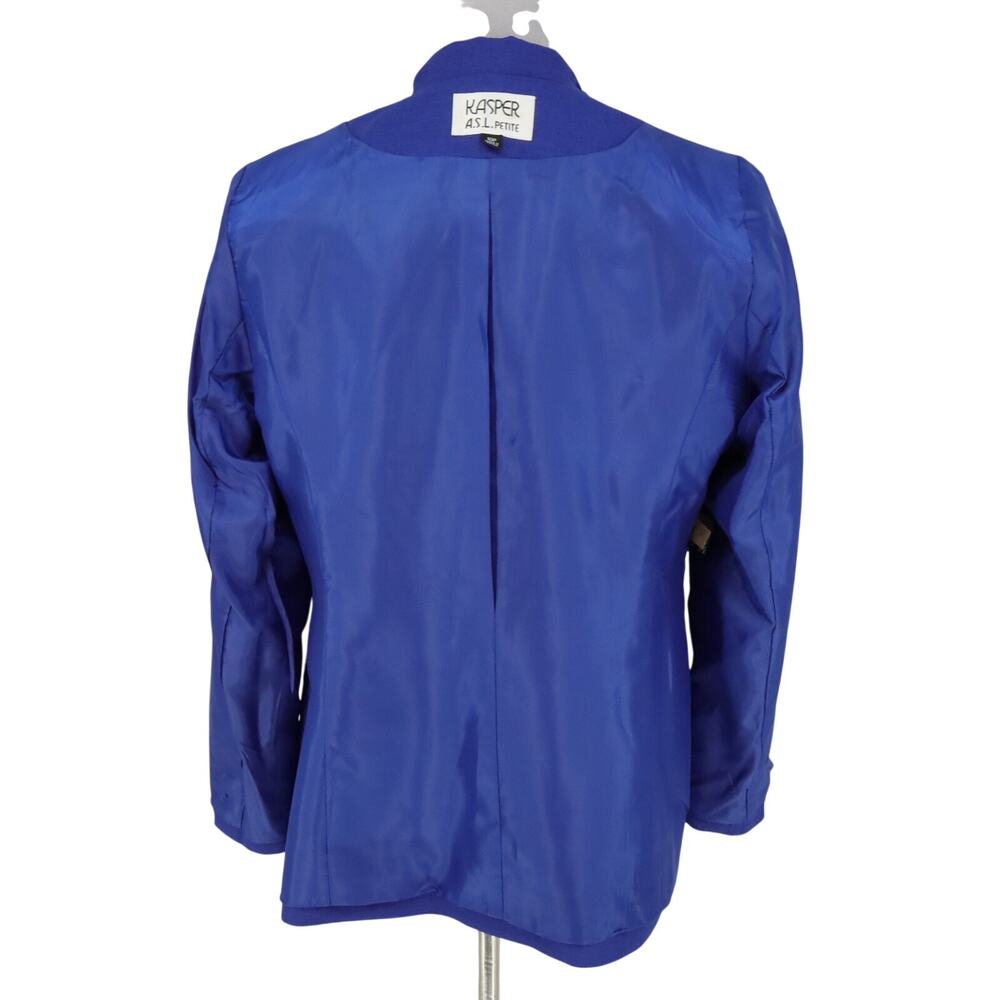 Kasper Jacket Petites 10P Blue Black Trim Lined Long Blazer Career Office - Picture 13 of 15